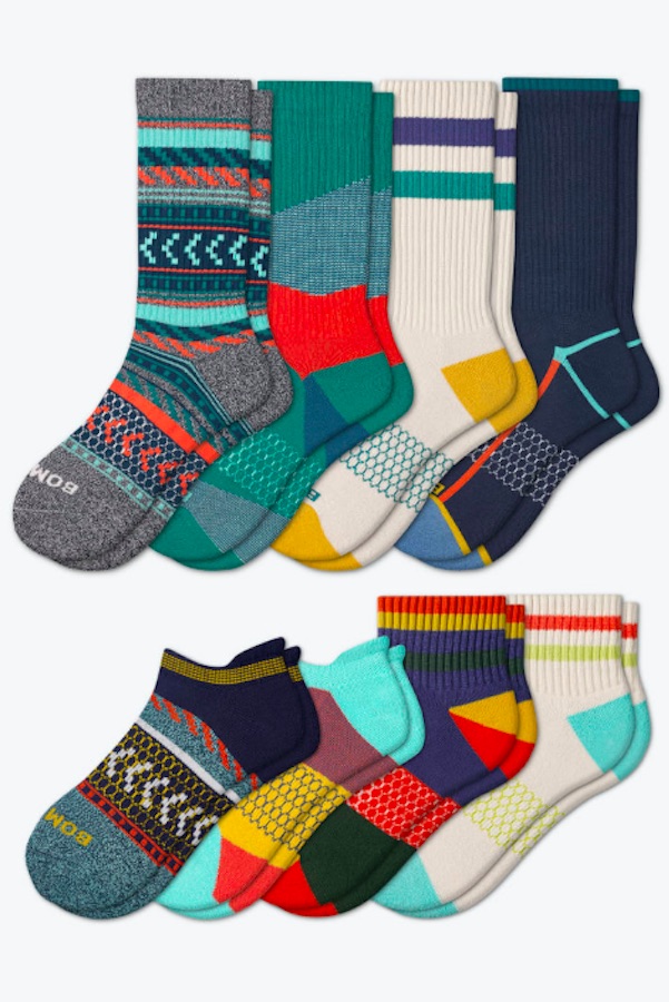 Creative gifts for men: Loving the colors in Bombas Black Hive collection of socks for men supporting Black-run orgs that support homeless communities 