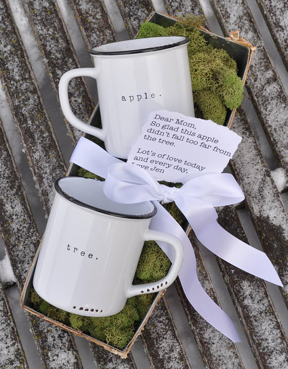 Ceramic Apple and Tree Mug Set (personalizable)