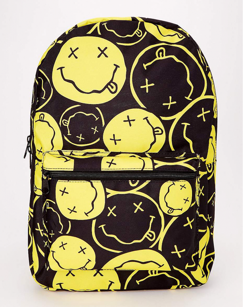 Cool backpacks for tweens and teens: Nirvana happy face backpack Cool backpacks for tweens and teens: Nirvana happy face backpack