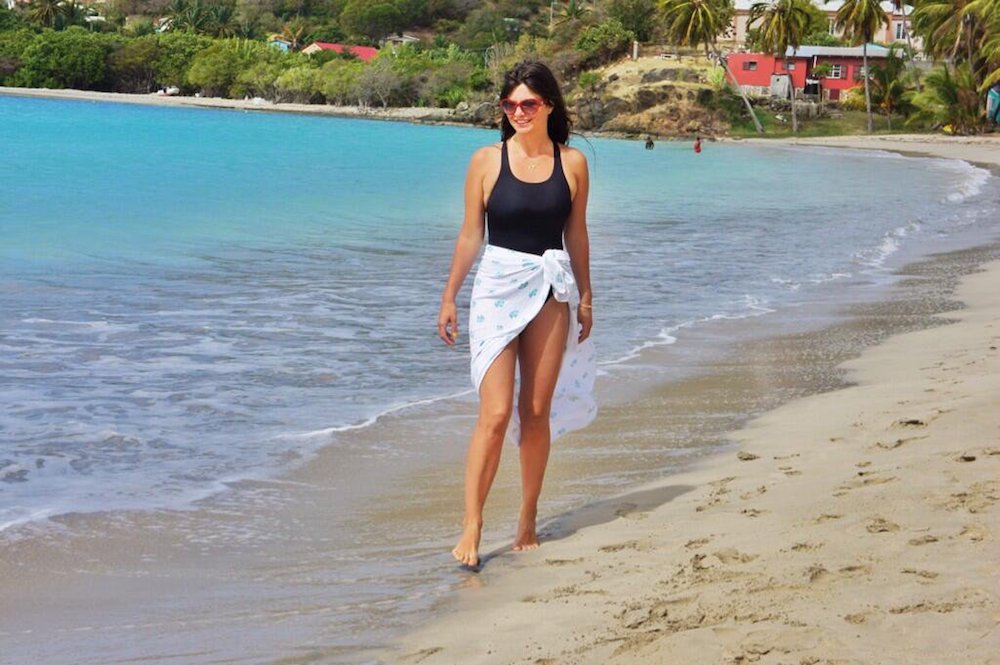 Mom hacks for old baby gear: Wear a swaddle blanket as a sarong
