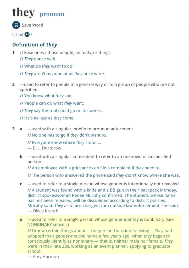 They: The Merriam-Webster word of the year They: The Merriam-Webster word of the year