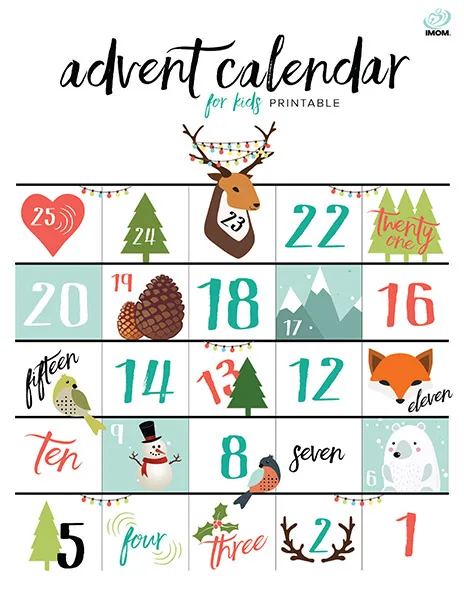 Free printable advent calendar from IMOM