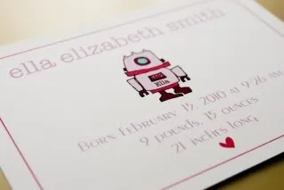 Celebrate your baby's birth with robots