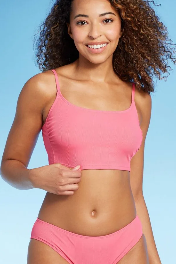 Athletic two-piece swimsuits for teens: Ribbed Halter Bikini at Target in Pink