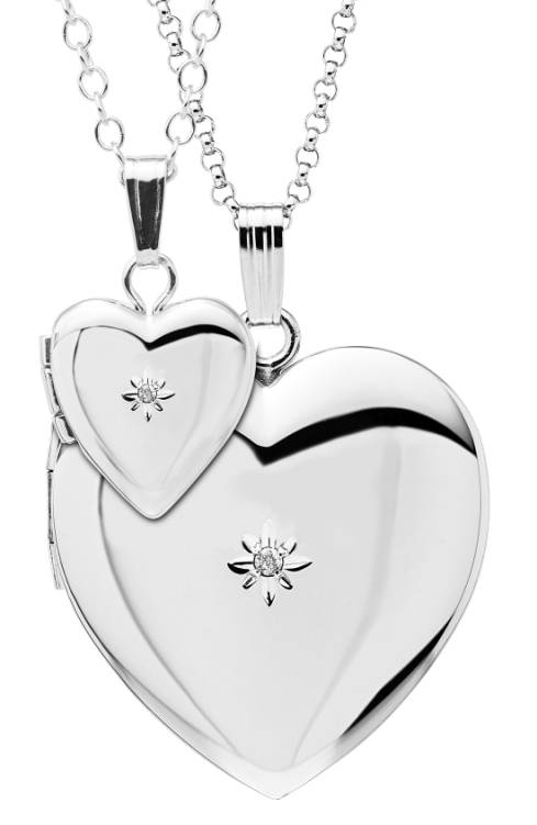Matching Mother-Daughter Locket Set with Diamond Accent