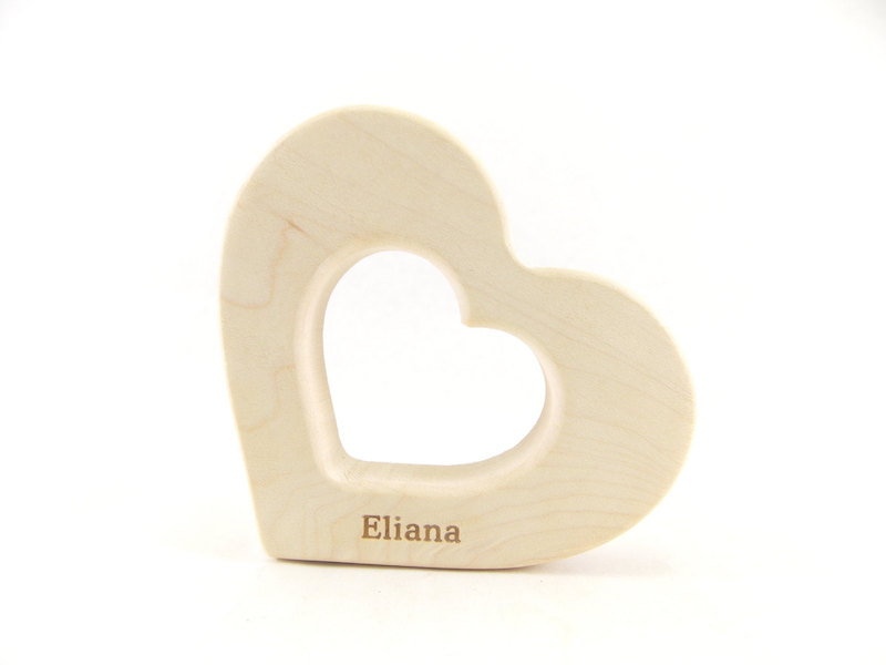 Personalized Organic Wood Heart Teether (Bannor Toys)