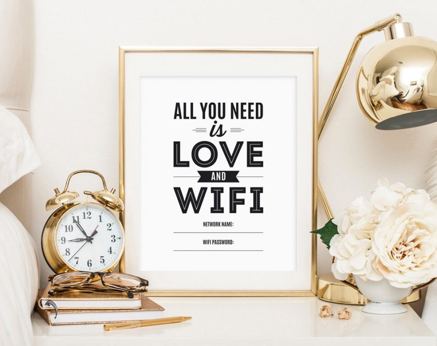 Things to put in a guest room: Wifi Password sign at Bliss Paper Things to put in a guest room: Wifi Password sign at Bliss Paper
