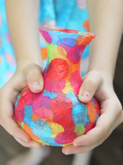Special Mother's Day gifts from the kids: A handmade confetti vase from Modge Podge is an easy DIY! | Mother's Day Gift Guide