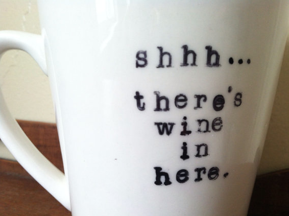 Funny coffee mugs: Shhh... there's wine in here mug from Chantilly Stay Funny coffee mugs: Shhh... there's wine in here mug from Chantilly Stay