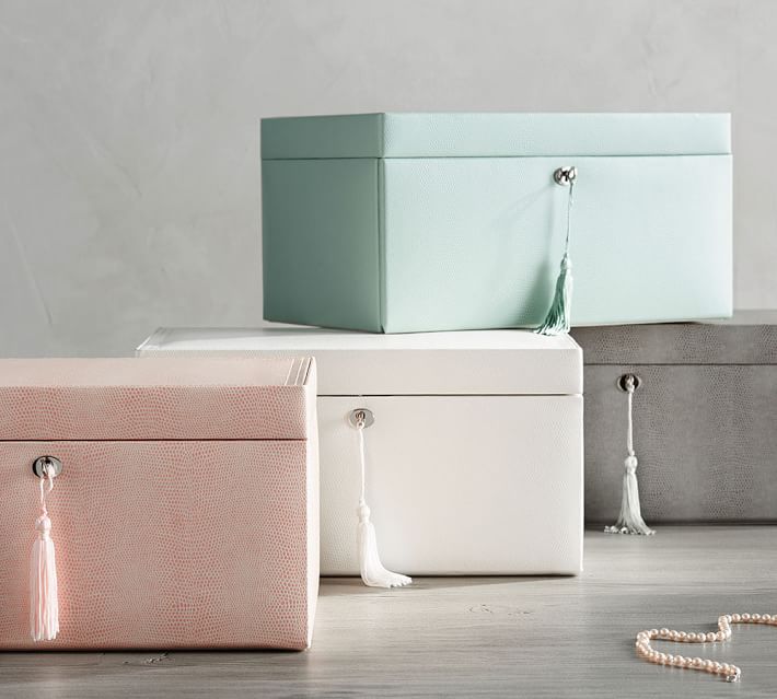 Leather jewelry boxes for jewelry organization: Pottery Barn Leather jewelry boxes for jewelry organization: Pottery Barn