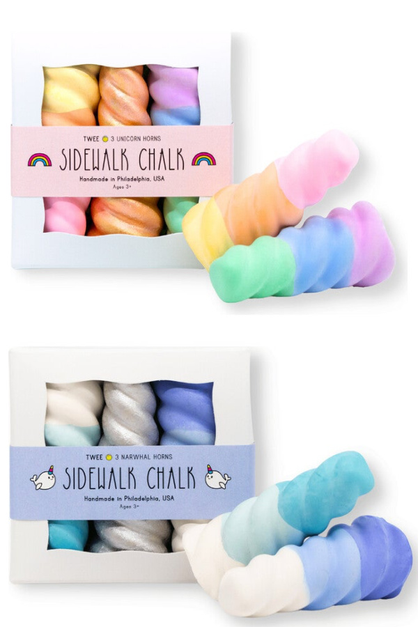 Twee's dino teeth, narwhal horn, or unicorn horn sidewalk chalk: Cool gifts for kids around $15 Twee's dino teeth, narwhal horn, or unicorn horn sidewalk chalk: Cool gifts for kids around $15