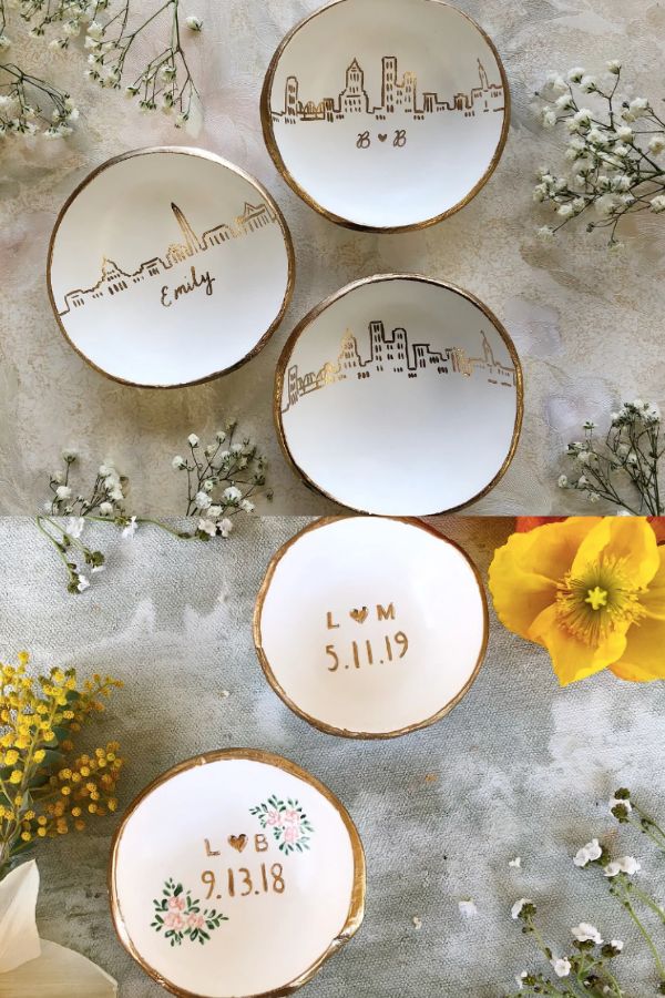 Best Valentine's Gifts on Etsy for Her: The Painted Press jewelry dishes customized with meaningful names, places, and dates