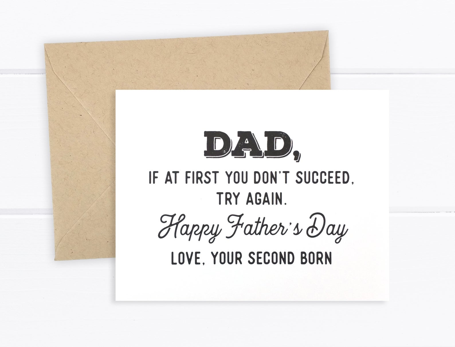 Funny Father's Day cards | Second Born Card by Firefly Paper Studio