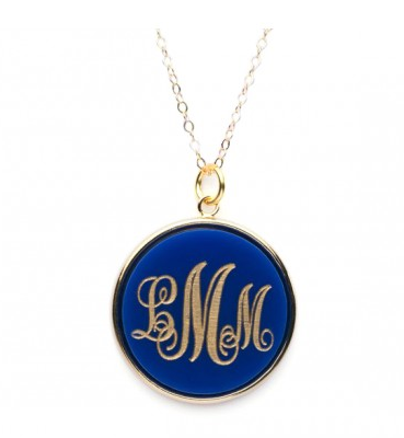 Custom jewelry for mom: Monogram acrylic pendant by Moon & Lola Custom jewelry for mom: Monogram acrylic pendant by Moon & Lola
