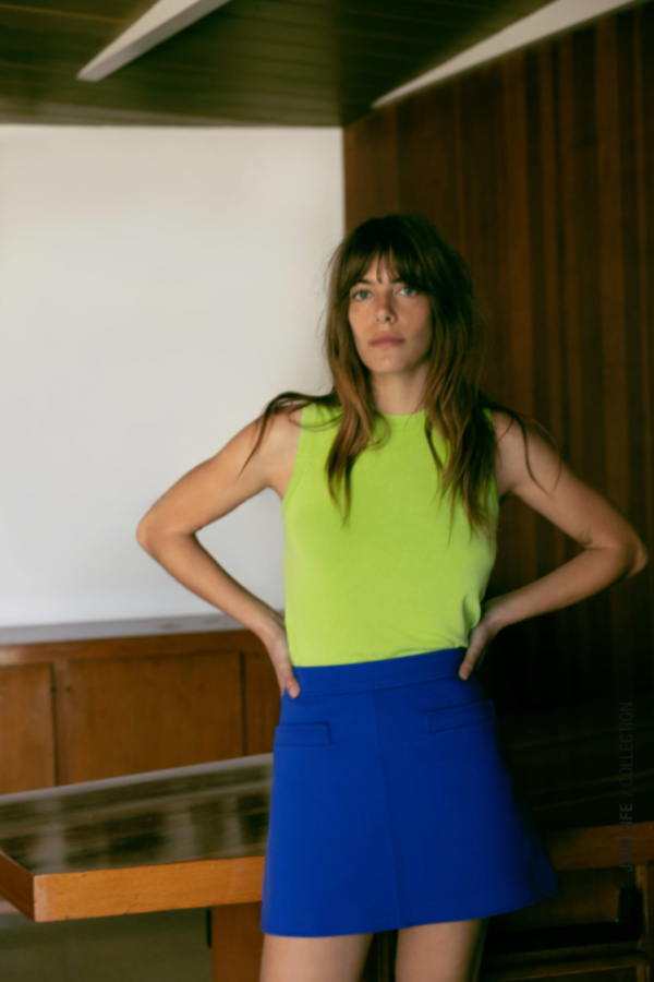 How to wear lime green: Zara basic knit top How to wear lime green: Zara basic knit top