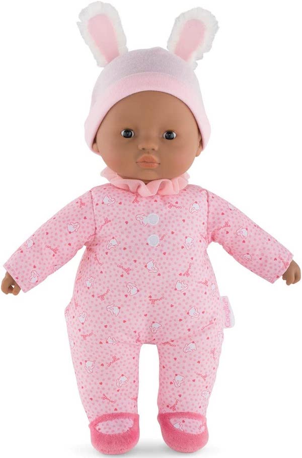 Corolle's baby doll has bunny ears and smells like vanilla. Corolle's baby doll has bunny ears and smells like vanilla.